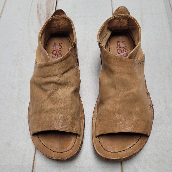 A.S. 98 Reiley sundance tan leather cutout sandals bootie boho Renaissance - Picture 2 of 10